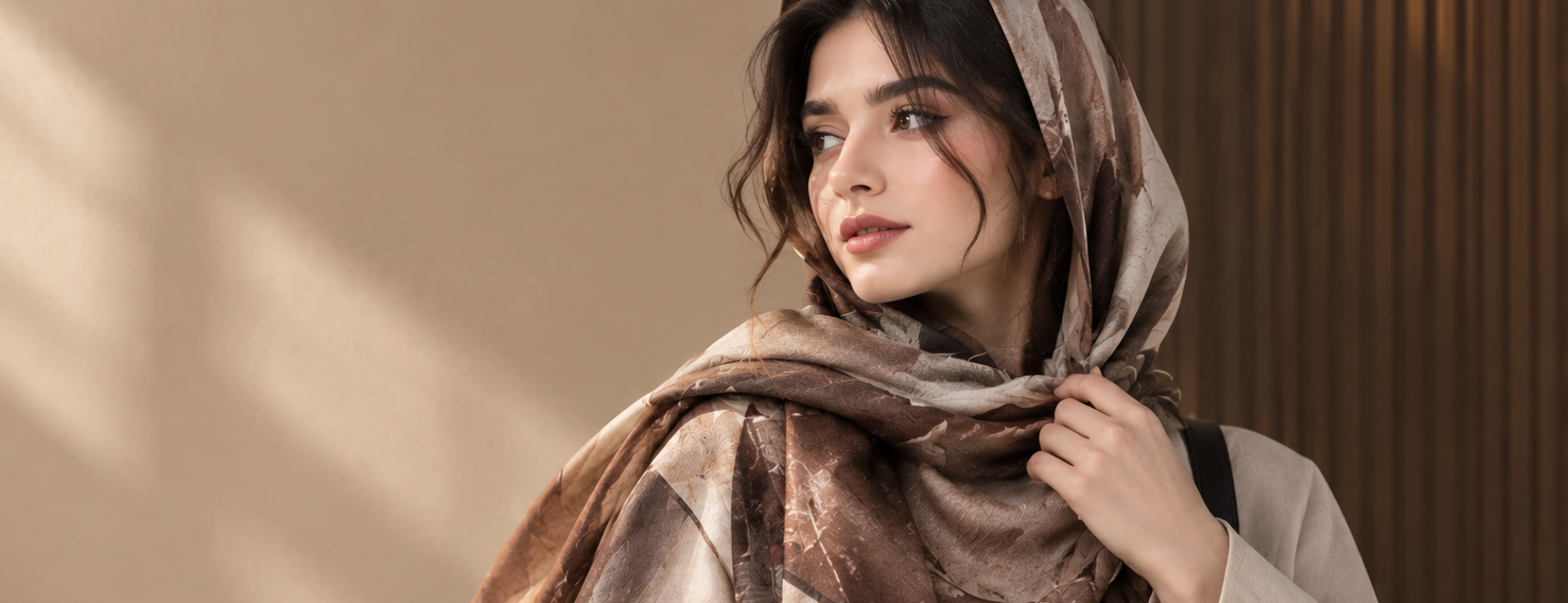 Warm Minimalist Hijab Fashion Portrait